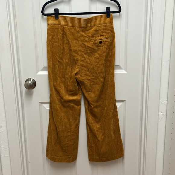 Zara Woman Mustard Wide Leg Corduroy Crop Pants - Picture 3 of 5